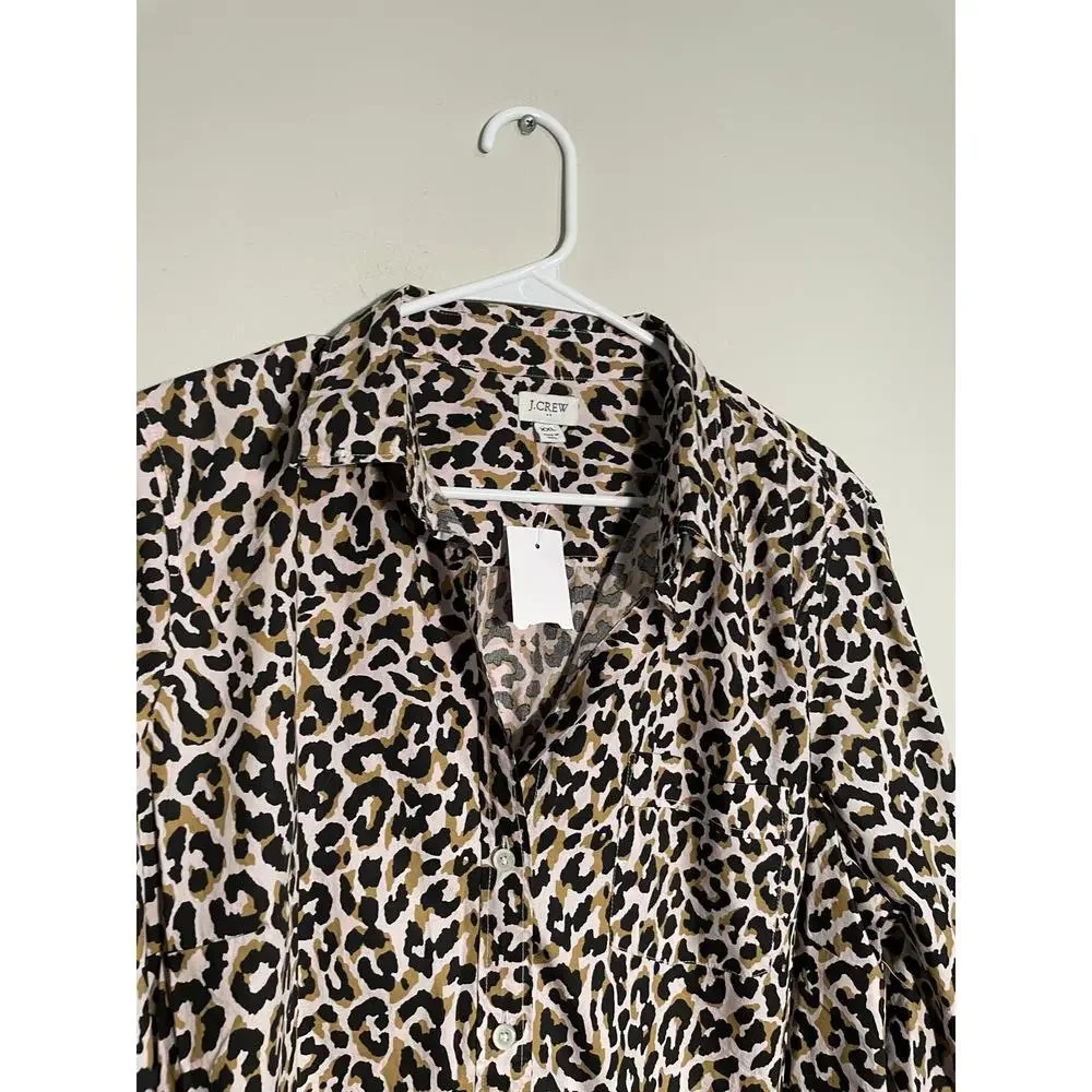 NWT J. Crew Factory Leopard Button-up Cotton Poplin Shirt‎ in Signature Fit